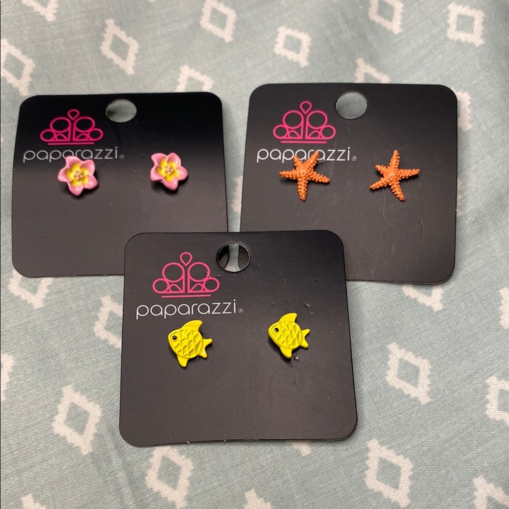 Paparazzi Kids Flower, Starfish, and Fish Earrings Set